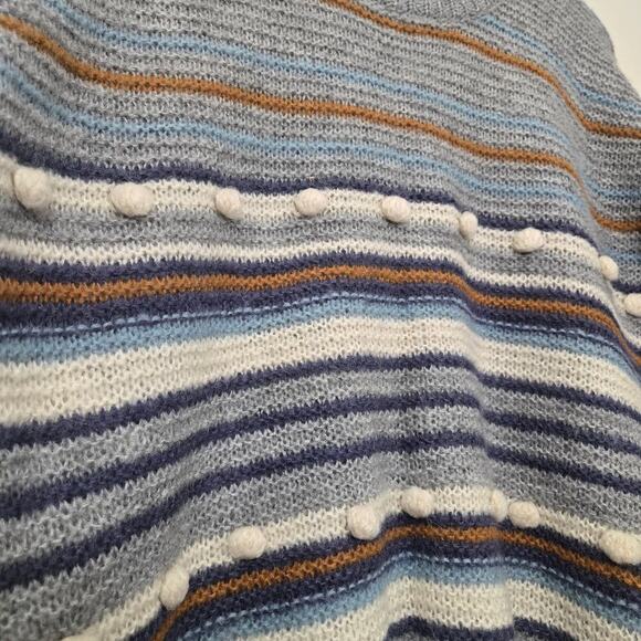 Heartloom Wool Mohair Pom Pom Knit Sweater Size XS Gray Striped Casual Boho Fall - Picture 3 of 9